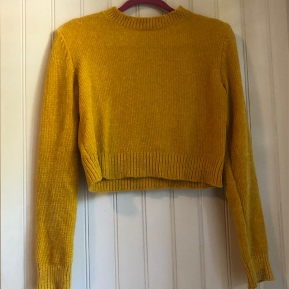 NEW Forever 21 Yellow Chenille Cropped Sweater Size S